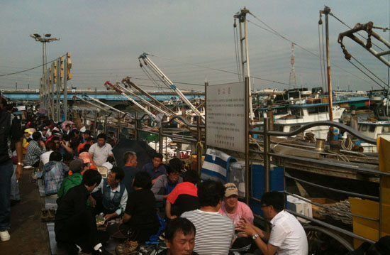 부둣가에서 갈매기를 벗삼아 소주잔을 기울이는 시민들    &copy; 추광규 