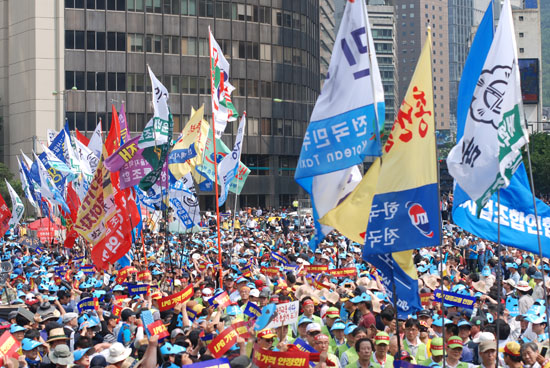 지난 6월 20일 집회를 갖고 있는 택시조합원들      &copy; 오영진 