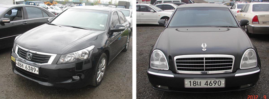 어코드 (2008년식, 좌) 체어맨 (2008년식, 우)