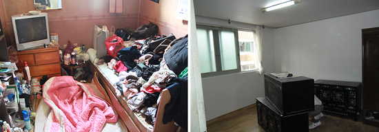 거주환경 개선 전(좌) 거주환경 개선 후(우)