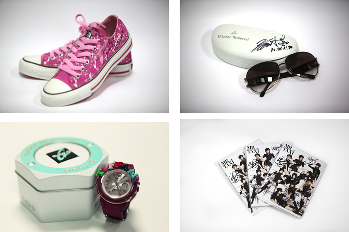 ▲  (시계방향으로) 제시카 신발, 윤아 선글라스, 소녀시대 앨범, 티파니 시계 