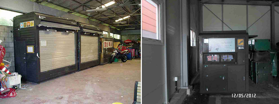 자치구 창고에서 먼지만 쌓여가고 있는 신형가판대(좌측-강서구, 우측-금천구) 