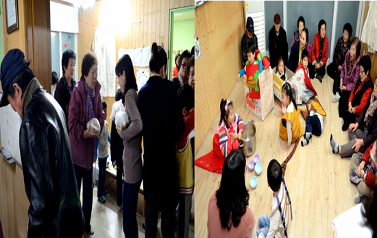 중곡4동 노인정 어르신들을 모셔 마을 사업을 안내하고 마을 안에서 벽을 없애는 계기 마련