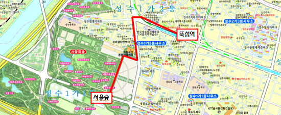 서울숲 일대 장애물 없는 대중교통 이용환경 개선사업 공간구간