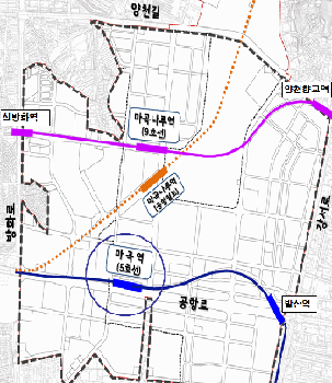 마곡지구내 지하철역 위치도 