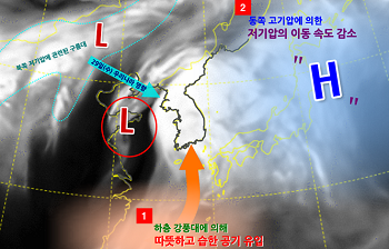  슈퍼컴퓨터에서 모의한 28일(화) 새벽 구름영상 (기상청 제공)