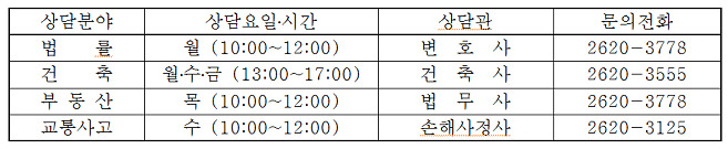 무료 법률상담실 운영 안내