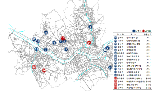 서울 시내 회전교차로 위치도 