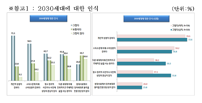 2030세대에 대한 인식               