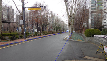  신길우성1차아파트와 대방천 가로녹지 사이의 도신로 현황