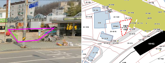 공개 매각될 구로구 온수동 23-27번지 현장사진(왼쪽), 위치도(오른쪽) 