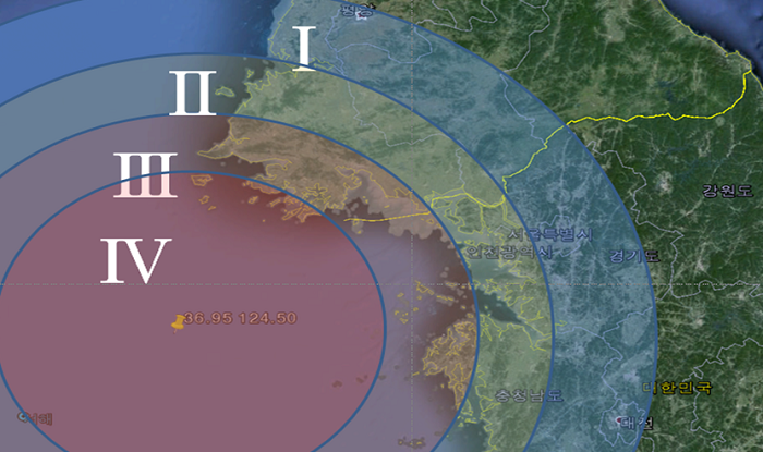 지진등진도 분포도  &copy;기상청