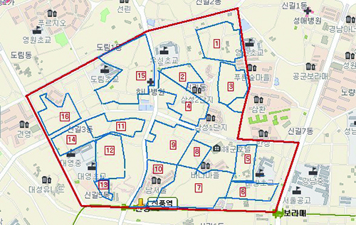 신길재정비촉진지구 16개 구역 가운데 2, 4, 15, 16구역이 최종 해제돼 190회 임시회에서 구의회의 의견청취를 거쳐 오는 24일 공람을 실시한다.