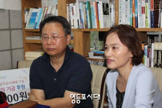 박용석 목사(왼쪽)와의 인터뷰에 동석한 부인 김미애 씨