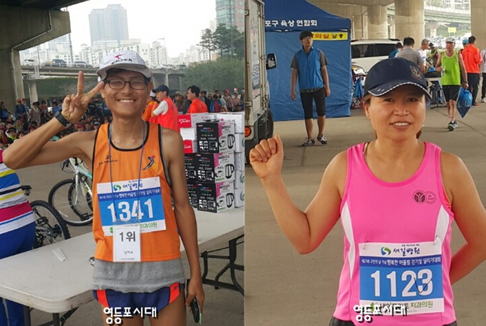 남자부 우승을 차지한 심진석(사진 왼쪽), 여자부 우승을 차지한 김경임 선수(사진 오른쪽) &copy;영등포시대 