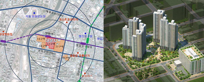 위치도(왼쪽), 건축 계획(안)(오른쪽)