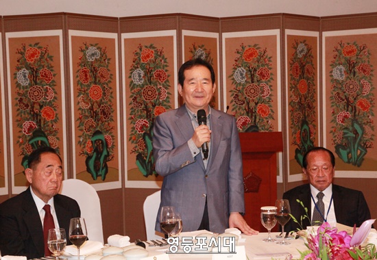 정세균 국회의장이 9일 오후 국회 사랑재에서 열린 제28차 ICAPP회의 및 제1차 아시아 유럽 정치포럼 환영 만찬 행사에 참석해 인사말을 하고 있다. Ⓒ임종상 기자