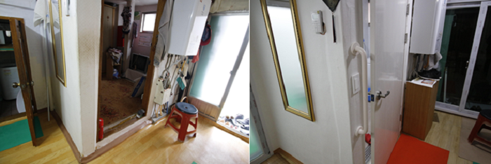 개조전(왼쪽)와 개조 후(오른쪽) 사진