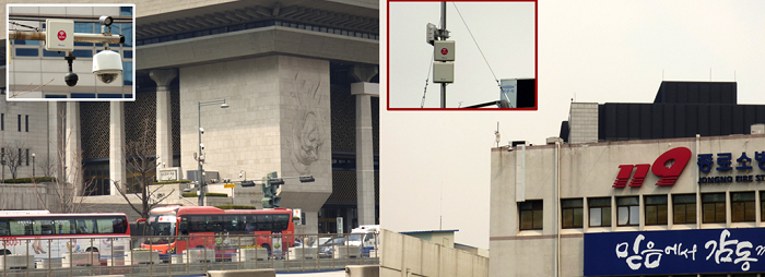 서울 세종문화회관(사진 왼쪽)과 종로소방서에 설치된 토종 쏘우웨이브 WIFI &copy;쏘우웨이브사