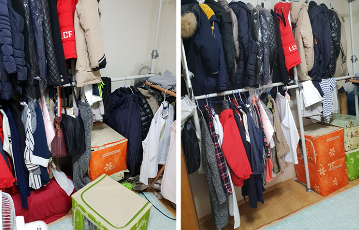 정리 이전(왼쪽)과 정리 후(오른쪽)