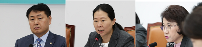 김관영 원내대표, 권은희 정책위의장, 최도자 의원(사진 왼쪽에서 오른쪽 방향으로)