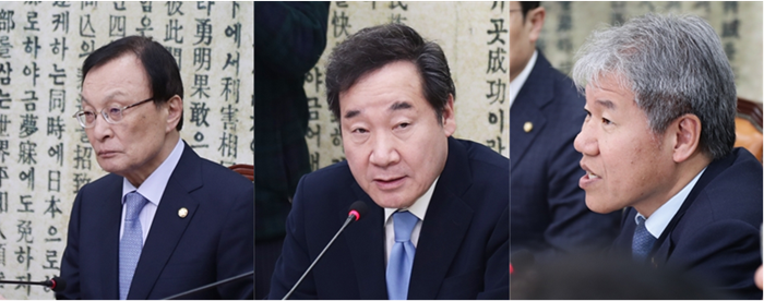  당∙정∙청 협의회에 참석한 이해찬 민주당 대표, 이낙연 국무총리, 김수현 청와대 정책실장(사진 왼쪽부터)