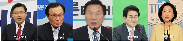 황교안, 이해찬, 손학규, 정동영, 심사정 대표(사진 왼쪽부터)