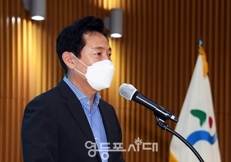 ▲오세훈 서울시 시민감사옴부즈만위원 추가 위촉식에 참석해 인사말을 하고 있다. Ⓒ서울시