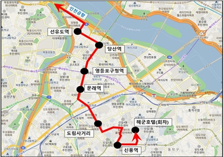 ▲ 5월 1일부터 신설되는 6008번 공항버스 주요 노선도