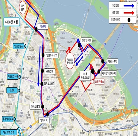 ▲ 6월 1일부터 신설되는 6007번 공항버스 주요 노선도