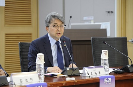 ▲유희동 기상청장이 “기상청에서 발송된 재난 문자를 확인하시면, 그 즉시 자신과 이웃의 안전을 살펴봐 주시기를 바란다”라고 말하고 있다./이미지=기상청 제공