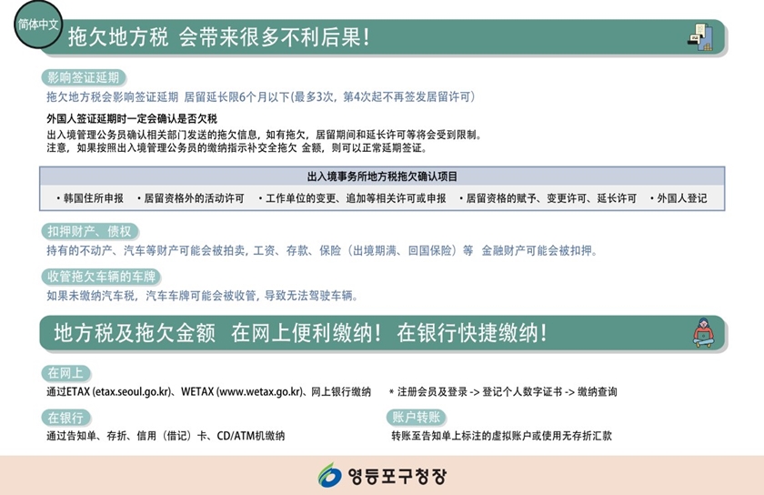 ▲중국어로 제작된 지방세 체납 안내문