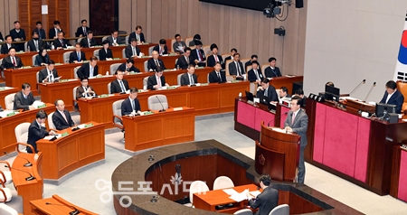 ▲20일 국회에서 열린 예산결산특별위원회 전체회의에서 송언석 국민의힘 예결위 간사가 발언 하고 있다. Ⓒ영등포시대