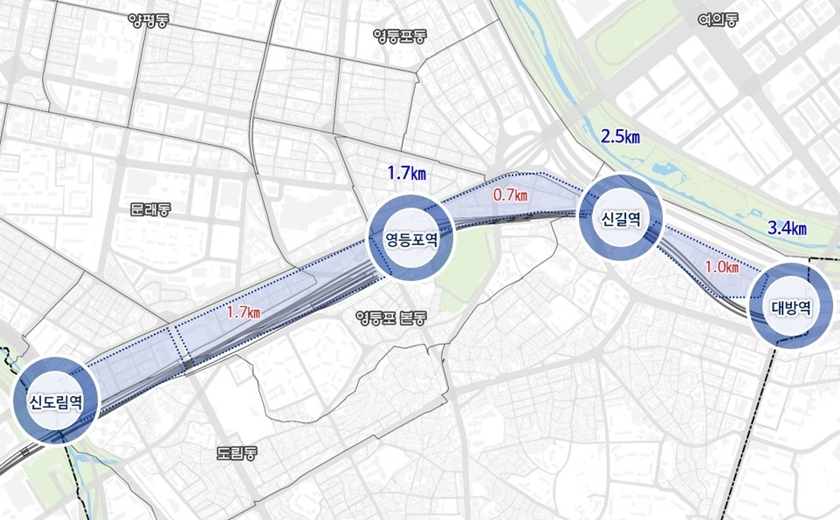 ▲경부선 철도 지하화  노선 위치도