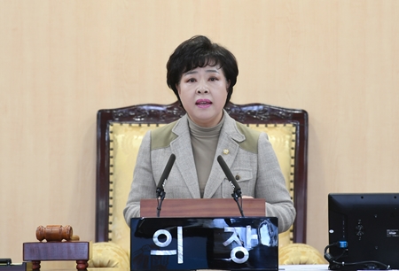 ▲정선희 의장이 개회사를 하고 있다./이미지=영등포구의회 제공