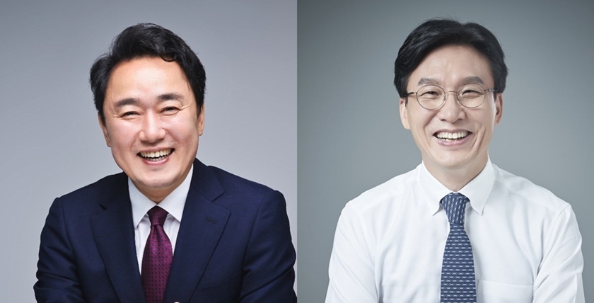 ▲4년 만에 리턴매치를 벌이게 된 국민의힘 박용찬 후보(왼쪽), 민주당 김민석 후보(오른쪽)