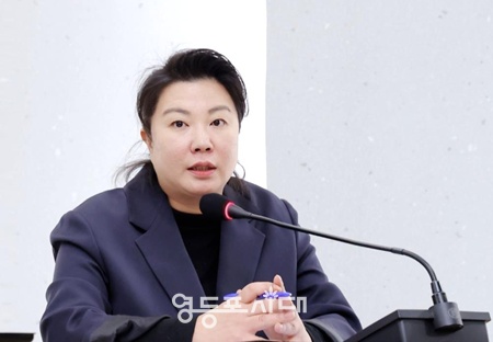 ▲이은림 서울시의원이 지난 2월 28일 서울시 서소문청사에 열린 ‘노후 하수시설 개선을 위한 하수도 요금체계 개편 토론회’에서 발언하고 있다. ©서울시의회 제공