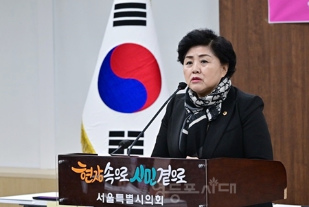 ▲‘통합 돌봄 시행에 따른 돌봄 종사자의 역할 정립’을 주제로 한 토론회를 공동으로 주최한 김영옥 서울시의회 보건복지위원장/이미지=서울시의회 제공 