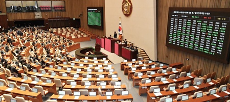 ▲2일 국회 본회의에서 ‘헌법재판소 재판관마은혁임명 촉구 결의안’이 국민의힘 의원들이 퇴장한 가운데 통과되고 있다. ©영등포시대 