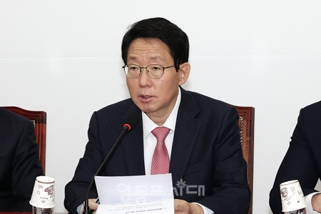 ▲김상훈 국민의힘 정책위의장이 3일 서울 여의도 국회에서 열린 비상대책위원회의에서 발언하고 있다. ©김정현 기자