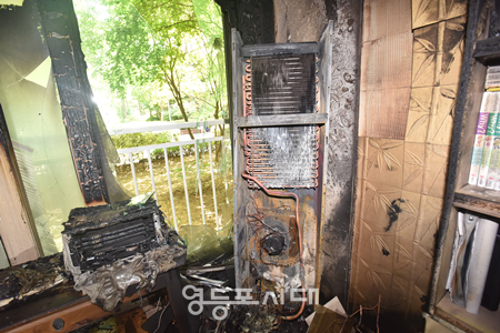 ▲에어컨 본체 화재. ©서울시 제공