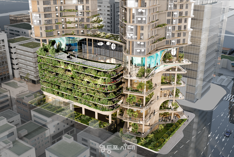 ▲한강 158 북측 선유로변 수직녹지공간. ⓒ서울시 제공 