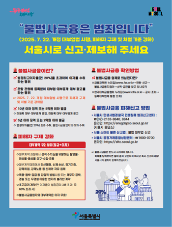 ▲불법사금융 피해 상담·신고 안내문. ⓒ서울시 제공