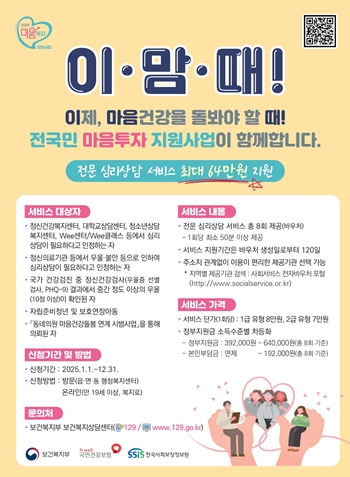 ▲‘마음 투자 지원사업’ 안내 포스터/이미지=영등포구 제공