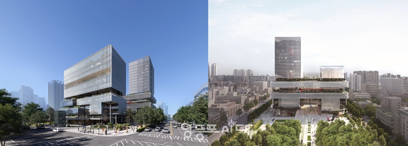 ▲영등포구 통합 신청사 투시도(보건소), 영등포구 통합 신청사 투시도(구청, 구의회)-오른쪽