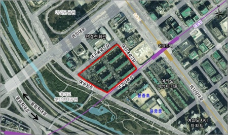 여의도 광장아파트 28 재건축 정비사업 위치도