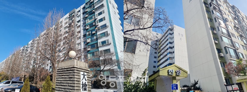 ▲현재 재개발이 추진 중인 여의도 대교아파트(왼쪽)와 한양아파트(오른쪽) Ⓒ영등포시대