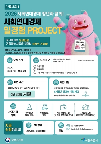 ▲ ‘사회연대경제 청년 일경험 시범사업’ 홍보 포스터 ⓒ영등포구 
